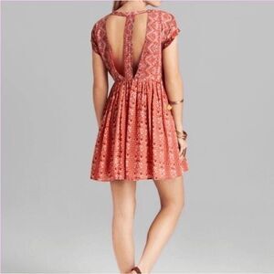 Women's Red Patterned Mini Dress